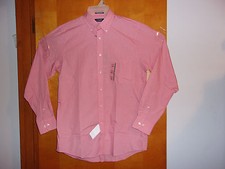 NEW MEN;S CHAPS CLASSIC FIT BROADCLOTH SIENNA COLOR CHECK L/S DRESS SHIRT