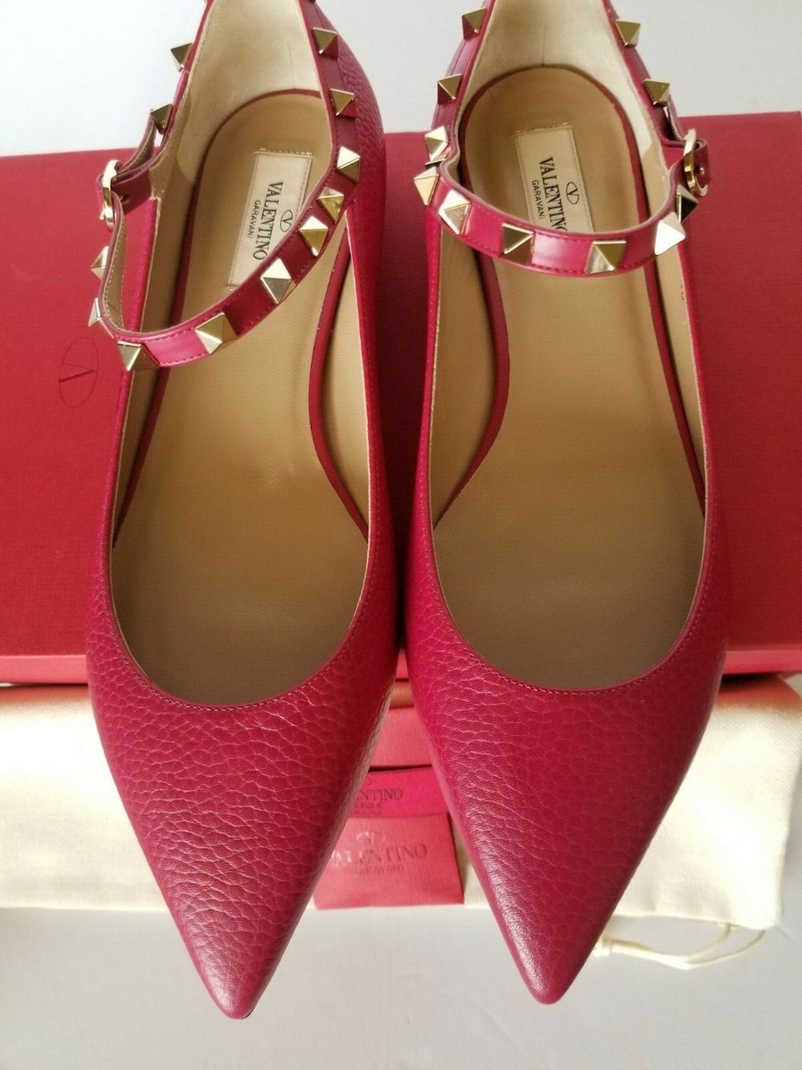 Valentino Garavani Rockstud Pointy Toe Mary Jane Flat Pump