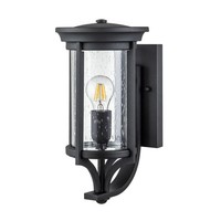 AußEnleuchte Wandlampe Schwarz IP44 E27 H: 39 Cm Regenglas Metall Rustikal