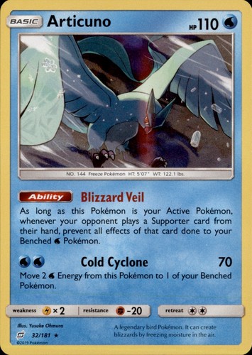 Articuno Team Up 2019 32/181 Holo Rare Pokemon NM