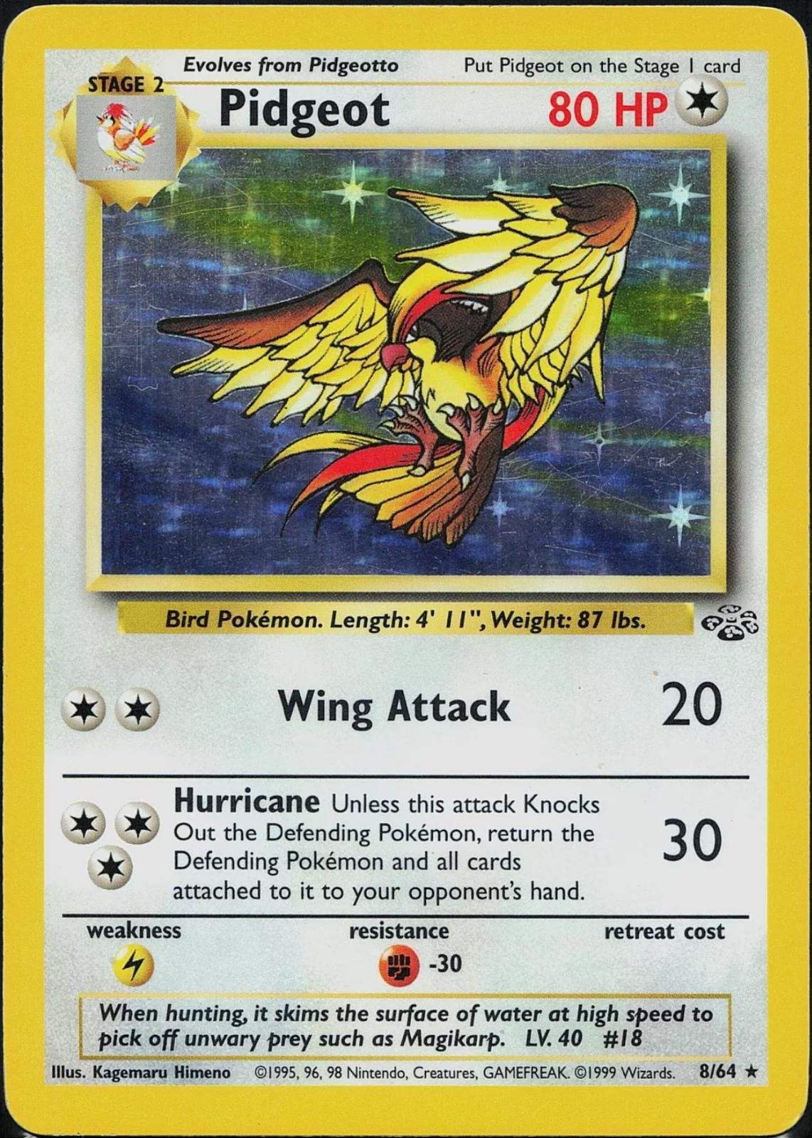 Pokemon Pidgeot (8) [JU - 08/64] Unlimited Holofoil Holo Rare MP