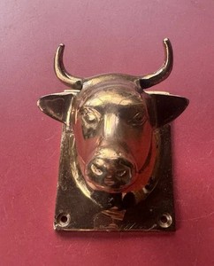 Vintage Copper Cow Bull Head Farm Kitchen Towel Apron Holder Hanger Wall Mount