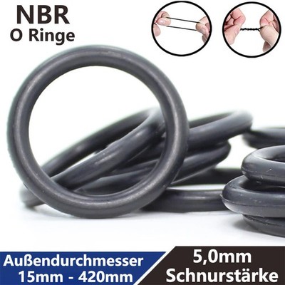 O-Ring AD 15mm-420mm Schnurstärke 5,0mm NBR 70 Dichtring Dichtungsring Gummiring