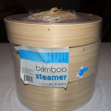 Stackable, Two-tier Bamboo Steamer Basket Set...