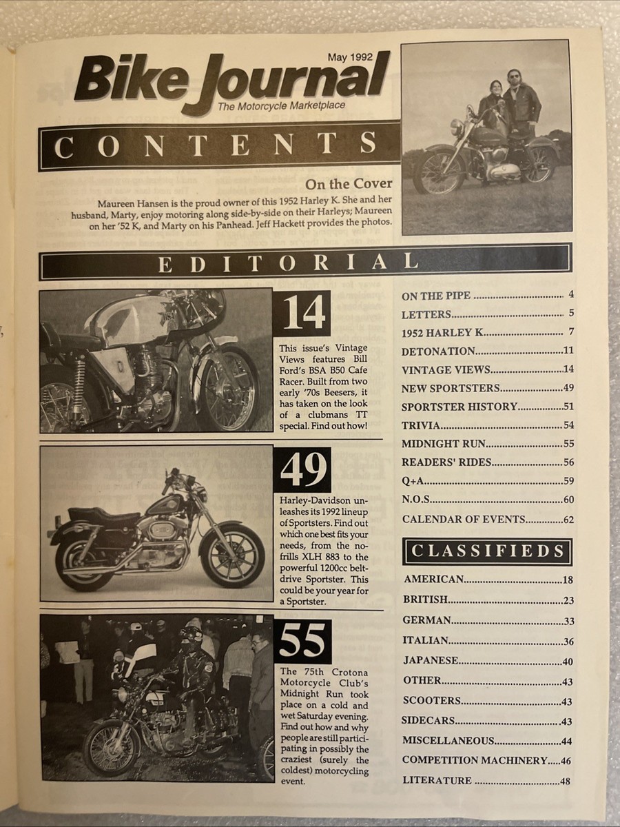 May 1992 Bike Journal Motorcycle Magazine Sportster | eBay