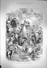 Old Antique Print 1871 Scott Centenary Dream Waverley Novels Characters 19th