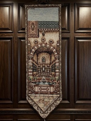 vintage Handmade Damascus Old House Fountain Vintage Woven Wall Hanging 
