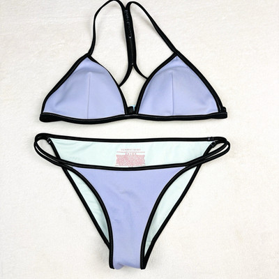 Victorias Secret Triangle Bikini Set Size Sm/Med Violet Black Sporty Racerback