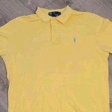 Polo Ralph Lauren Men  s Yellow Short Sleeve Polo With Blue Polo Pony Size L