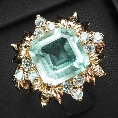 Dazzling Baby Blue Aquamarine 3.65Ct 925 Sterling Silver Rose Gold Rings Size 8