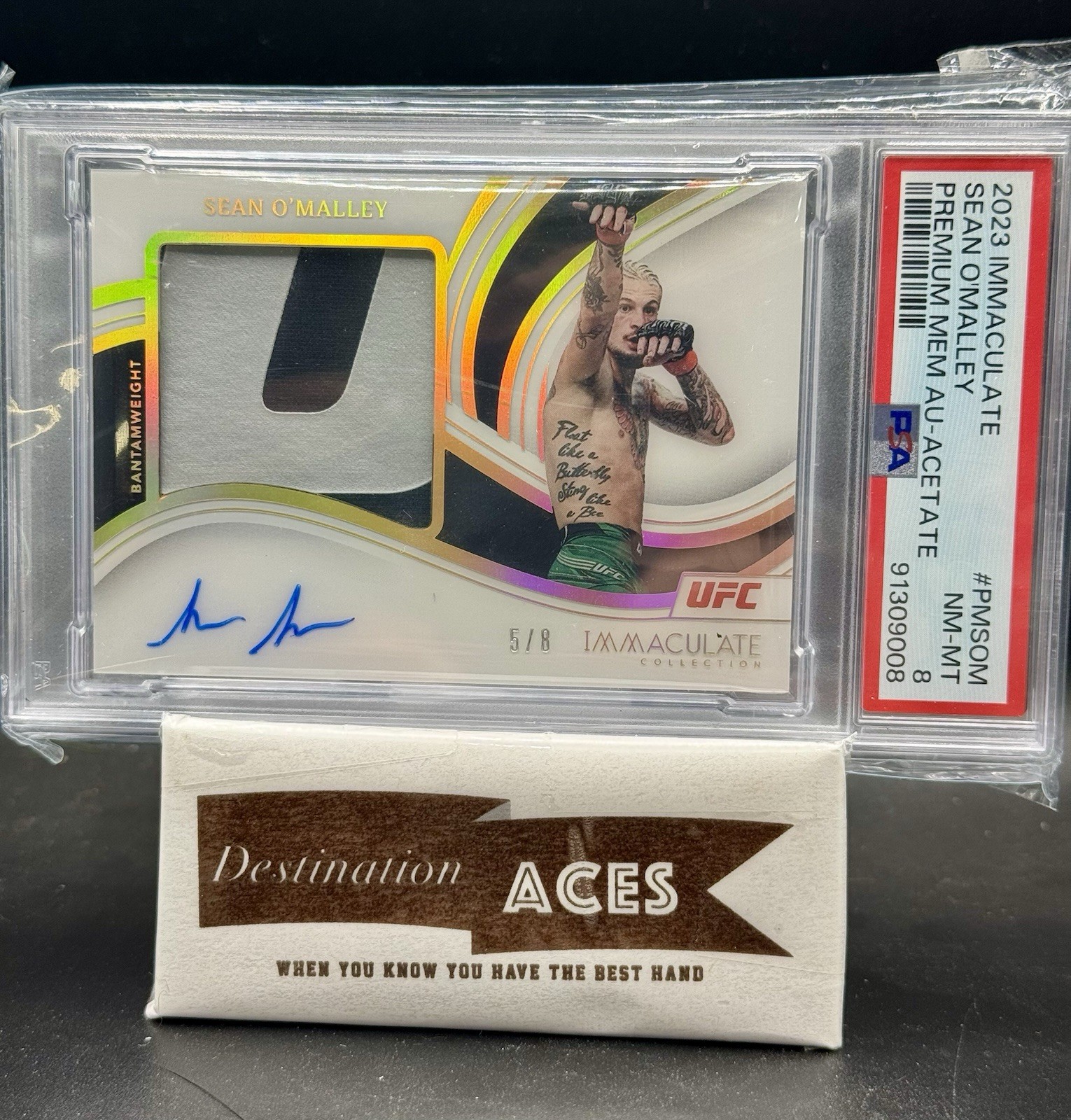 SEAN O'MALLEY 2023 Panini Immaculate Acetate Mem Auto /8 PSA 8 POP3 GRAIL CARD!!