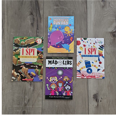 Scholastic Lot of 5 Illustrated Children's Activity Books I Spy, Mad Libs