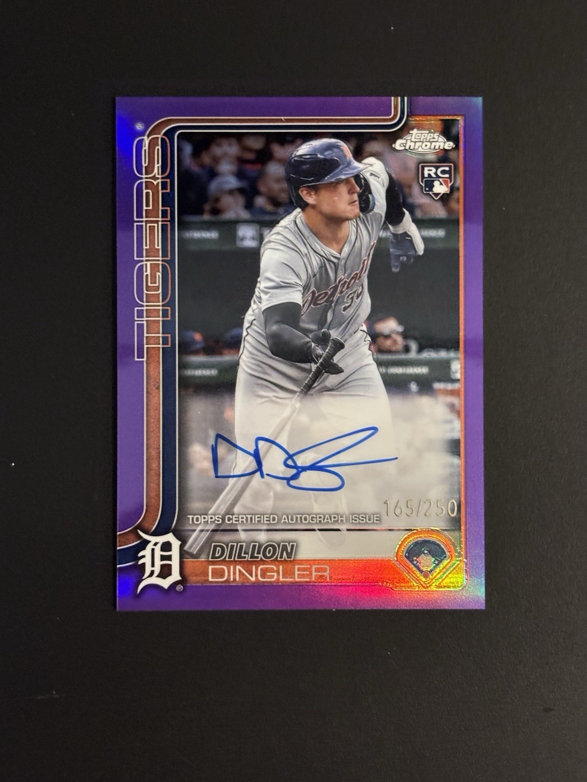 Dillon Dingler 2025 Topps Chrome Baseball RC Auto Purple /250 Tigers Rookie 🔥