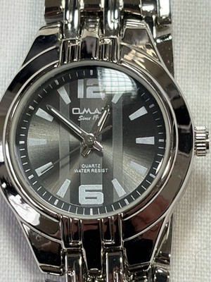 OMAX Women s Quartz Watch 24mm Gray Dial Japan Movt HBK810 Silver Tone Runs