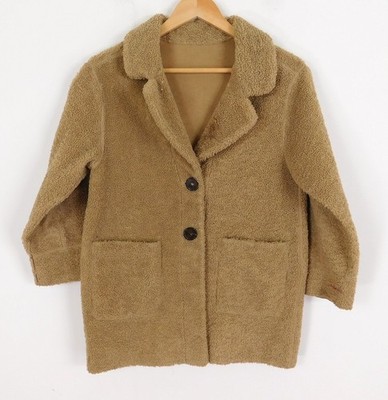 Zara Mädchen Camel Wendejacke Alter 10 Faux Lammfell gefüttert Teddybär Mantel