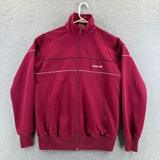 Vtg 80s Adidas Trefoil Track Jacket Maroon Burgundy Pinstripe Taiwan Mens M