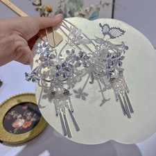 Silver Color Butterfly Hair Pin Chinese Style Hanfu Traditional Hair Accessory