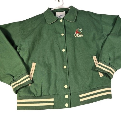 Vans, Vans Van Doren Rubber Co Green Varsity Jacket Strawberry Small