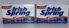 Irish Spring Sport Deodorant Soap Bar 4.5 Oz Antibacterial Odor Prot Bath Size