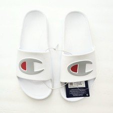 Champion The Takeover Slide Sandals Womens Size 6 White Large Logo NEW