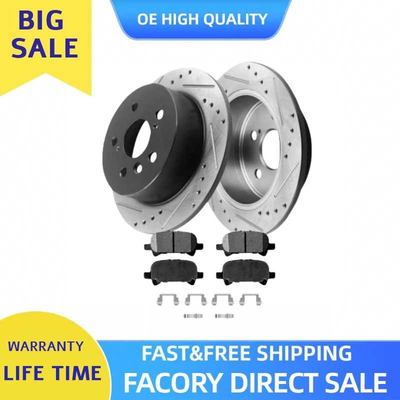Rear Drilled Rotors Brake Pads Ceramic for  All Models Toyota Avalon 2000 - 2004
