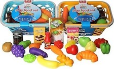 A2Z 4 Kids 20 Pc Junior Chef Play Food Set kids Shopping Basket Fruit Veg Toy
