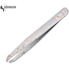 Precision Slant Tweezers for Facial Hair Ingrown Hair Removal Silver Dot