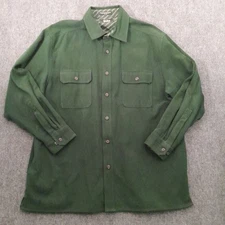 Vintage Levis Shacket Mens XL Green Sueded Flip Cuff Polyester Lined Classic