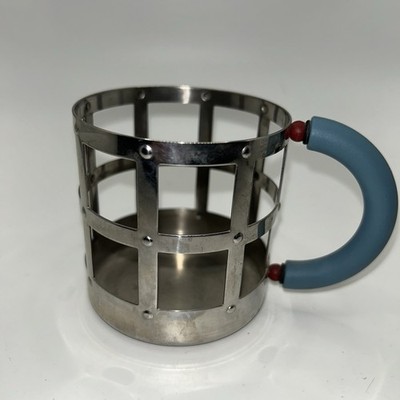 Alessi MGMUG Steel Mug Cage Only No Glass With Blue Handle