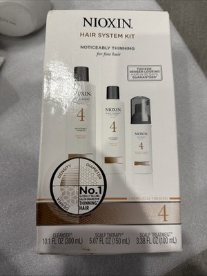 Nioxin 4 HAIR SYSTEM KIT Noticeably Thinning for Chemically Treated  Fine Hai...