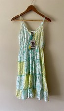Sumitra Yellow Green Dress One Size Strappy Hippy Boho Holiday New Tags