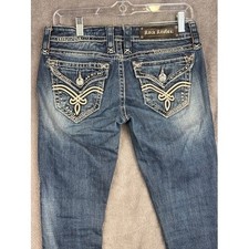 Rock Revival Elaina Boot Cut Embellished Jeans Women's Size 26 Denim Blue