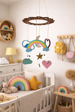 Baby Mobile aus Holz - Montessori Kinderzimmer- unbemalt oder bemalt - montiert