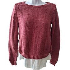 LOFT Sweater XS Layered Look Mauve Pink Soft Girl Cottagecore Cozy Chic Knit