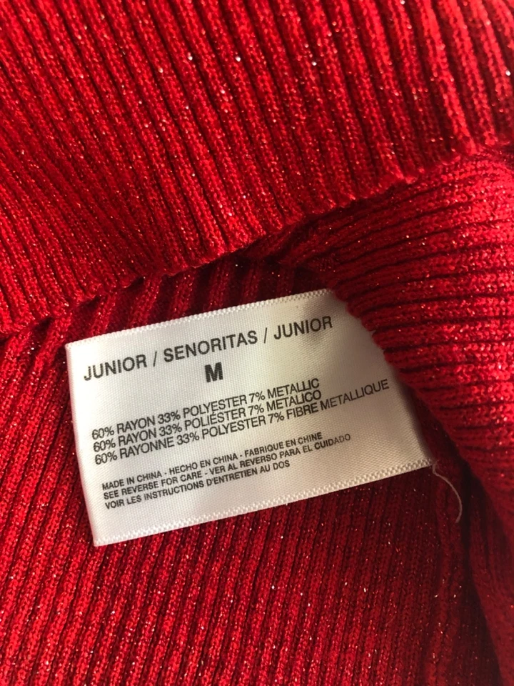 Suéter L.e.i Mujer Junior M Rojo Manga Larga Cuello en V Acanalado Foto 4 de 4