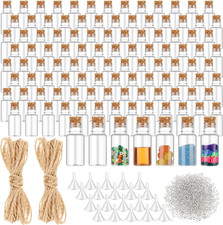 Bokon 100 Packs Mini Plastic Bottles with Corks Stoppers Eye Screws Funnels