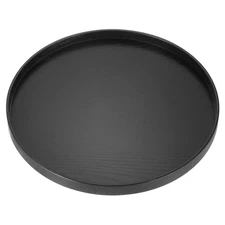 Round Wood Serving Tray, 11.81" Non-Slip Wooden Decorative Tray Black
