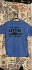 LETS GO BRANDON  FUNNY POLITICAL   ANTI BIDEN  MENS MEDIUM BLUE T-SHIRT TRUMP