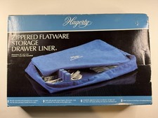 Hagerty Zippered Flatware Storage Drawer Liner Silversmiths Cloth 19x12 Blue