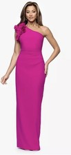Xscape Women's Fushia Ruffled One-Shoulder Gown Dress Size 6