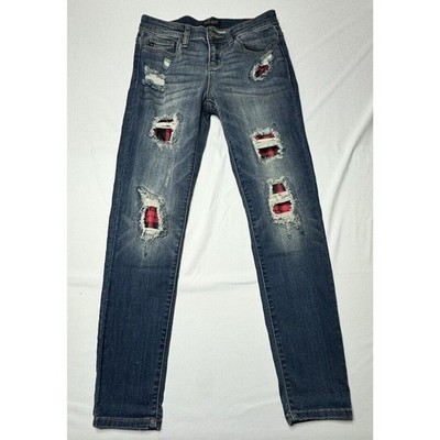 Judy Blue Women's Red Bandana Skinny Fit Stretch Blue Jeans - Size 7 (28x28)*