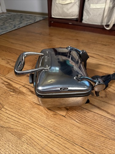 ALL-CLAD Belgian Waffle Maker Stainless Steel Waffler 2 Non-Stick Plate #6061 - Picture 4 of 9