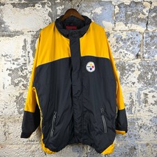 Vintage NFL Pittsburgh Steelers Jacket Coat Black Gold XXL Football