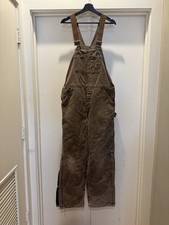 VTG Carhartt Overalls Duck Canvas 34x31 Overalls Quilted Mens R27CHT Grunge