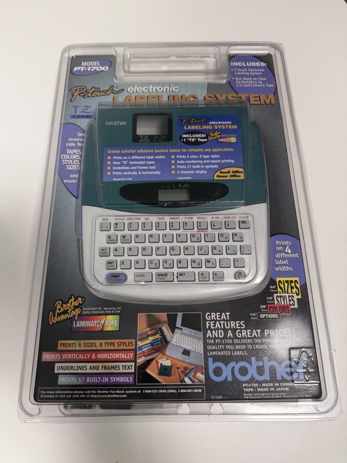 Brother P-Touch PT-1700 Electronic Labeling System with Laminated Tape NOS