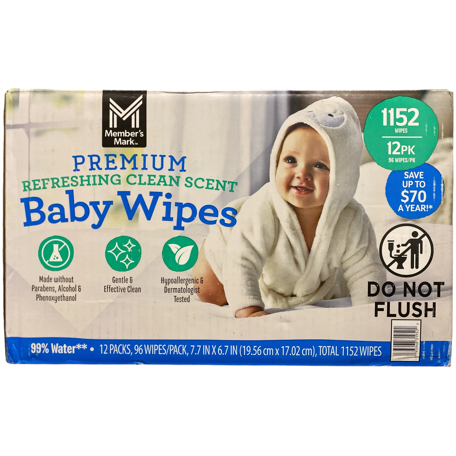 Member's Mark Premium Baby Wipes Refreshing Clean Scent, 12 Packs (1152 ct.)