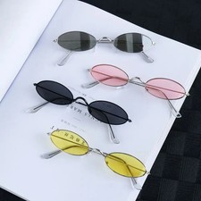 Oval Sunglasses Small Frame Retro Metal UV400 Outdoor Vintage Unisex Glasses