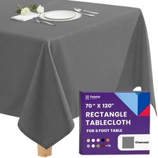 Rectangle Tablecloth - 70 x 120 Inch Charcoal Table Cloth for 6 or 8 Foot Rec...