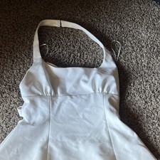 White Solid One Piece Swimsuit M Halter Adjustable Strap Bow Accents Women's