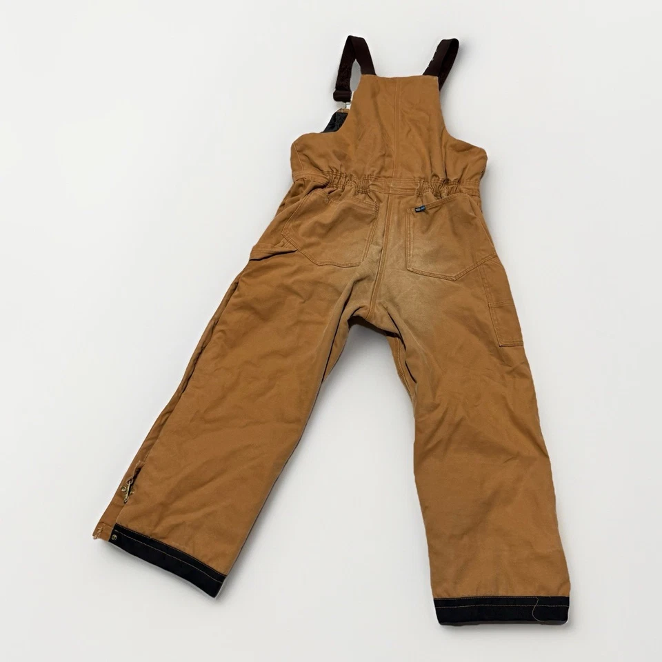 Walls Bib Overalls Mens XL Short Insulated Lined Canvas Duck Workwear Brown - Image 2 of 4